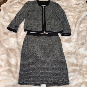 Tweed long sleeve suit set zip up